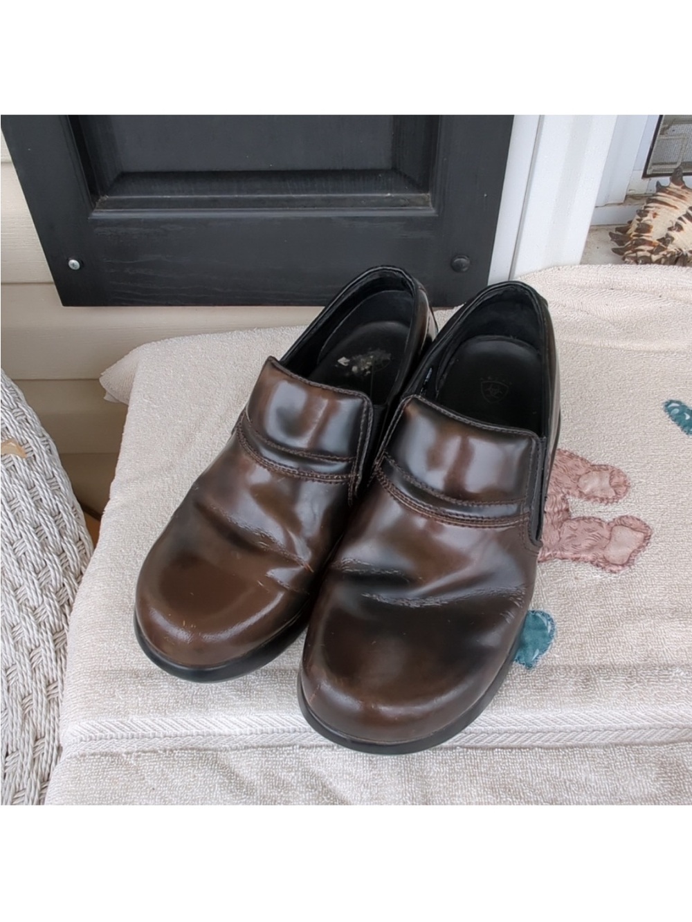 Ariat Brown Leather Slip-On Mules Size 11 EUC